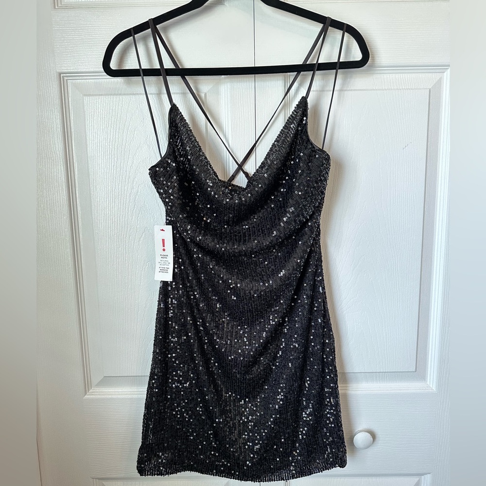 BARDOT Layla mini sequin dress black Sz.8